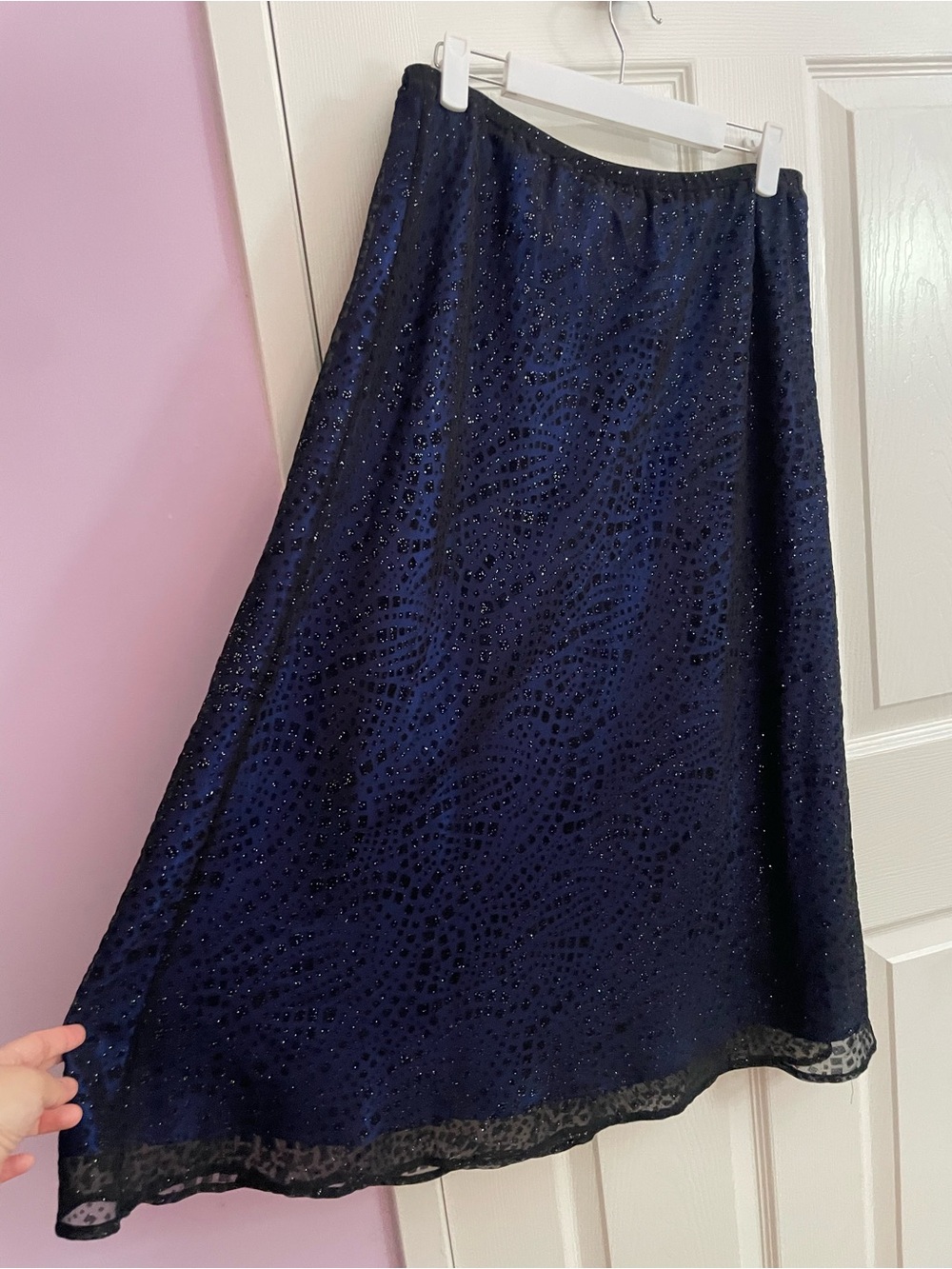 Amanda Smith Navy Sequin A-Line Skirt